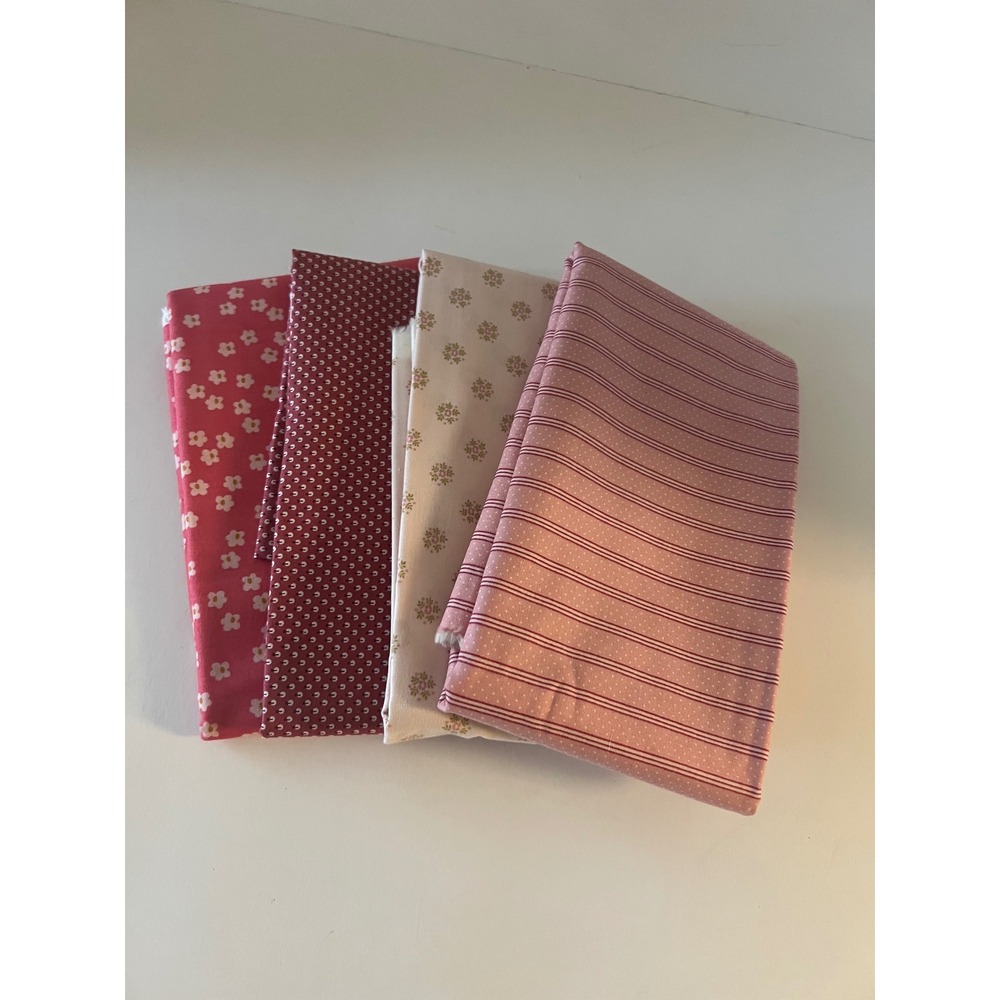 Pack of 4 Andover Fabric Petitie Collection Striped Pink Cotton 44" x 1yd each
